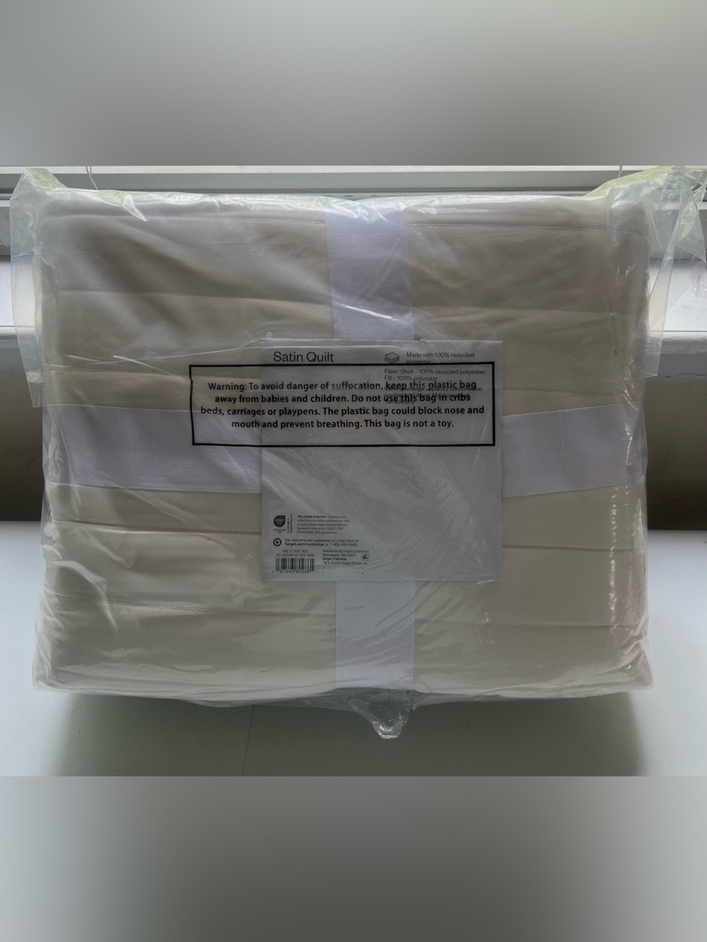 Twin/Twin Extra Long Satin Quilt Ivory - Room Essentials™ - Picture 3 of 9